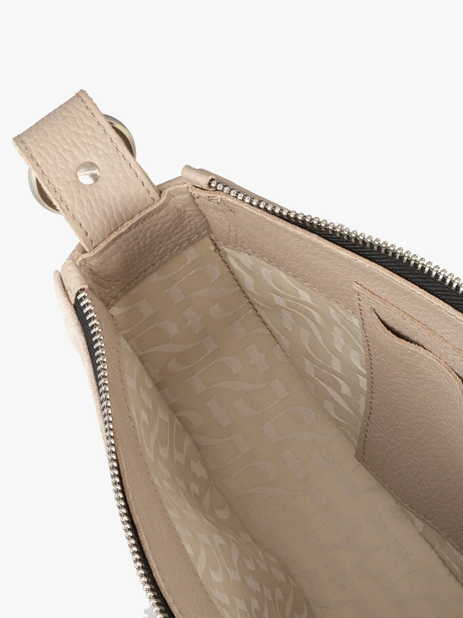Beige bag with wide webbing strap