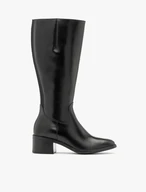 Classic black knee boots with wide shaft