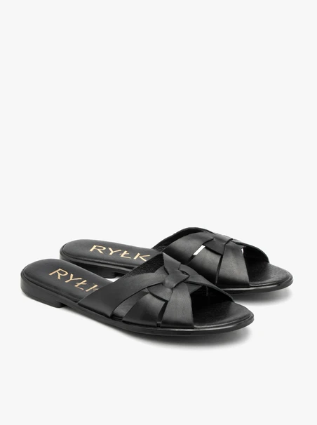 Schwarze flache Damen-Flip-Flops