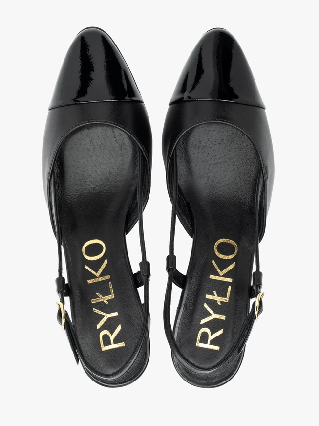Czarne czółenka slingback bez pięty