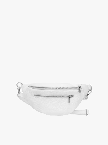 White leather belt bag