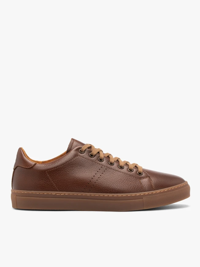 Brown leather sporty-style shoes