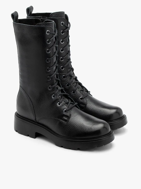 Black high lace-up boots for women