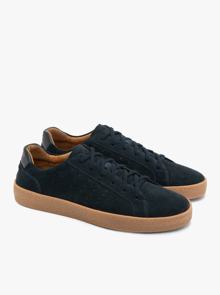 Marineblaue Turnschuhe für Männer mit beiger Sohle