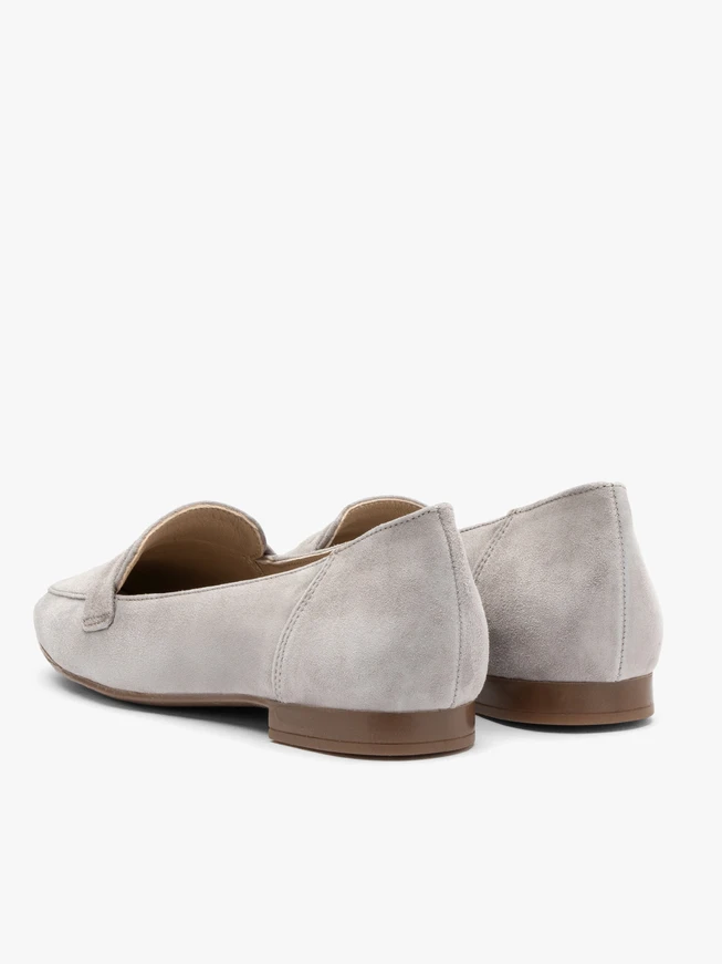 Gray velvet loafers with flat sole