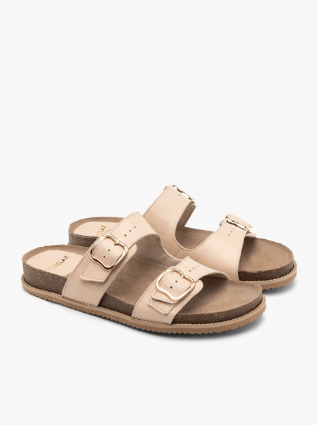 Flache Damen-Flip-Flops in Beige