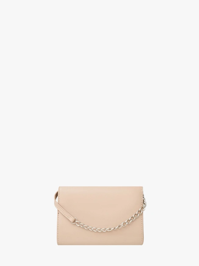 Beige elegante Handtasche mit dekorativer Klappe