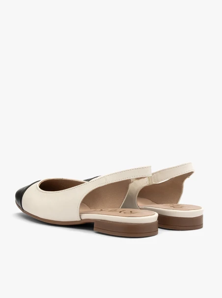 Cream and black slingback ballerinas