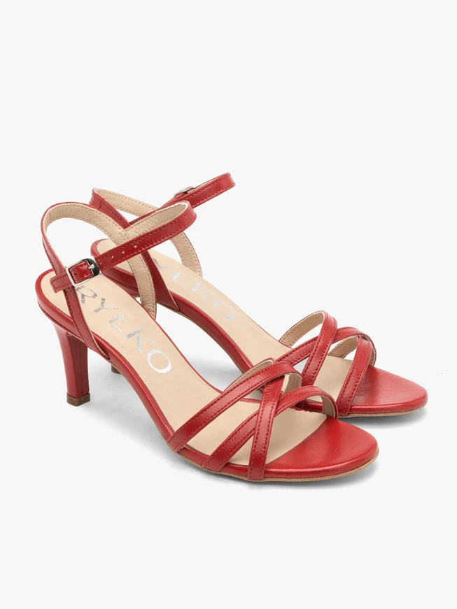 Red stiletto sandals