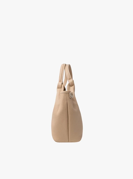 Beigefarbene Shopper-Tasche mit Henkel und Riemen