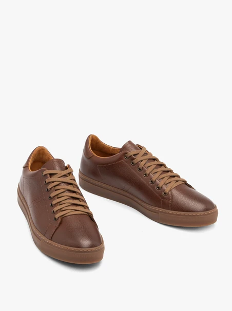 Brown leather sporty-style shoes