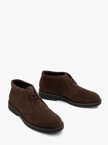 Chukka-Stiefel für Männer aus braunem Velours