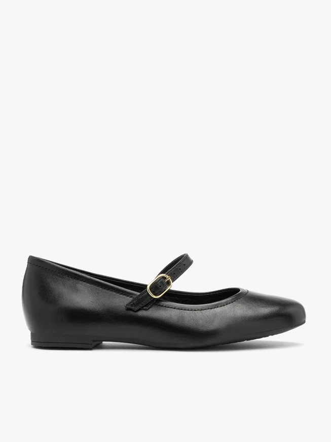 Schwarze Damenballerinas mit Riemen