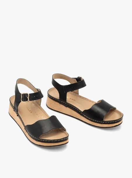 Schwarze Damen Plateausandalen
