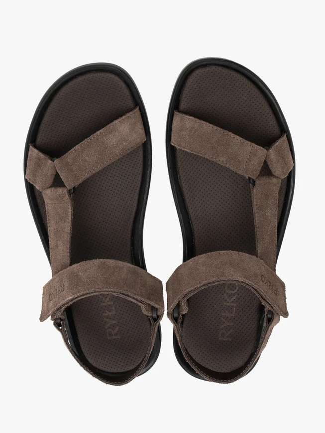 Grau-braune Herren-Klettverschluss-Sandalen