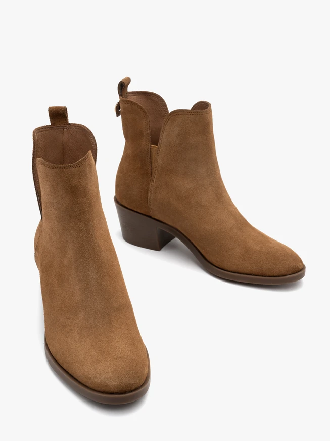 Suede ankle boots with cut-out shaft