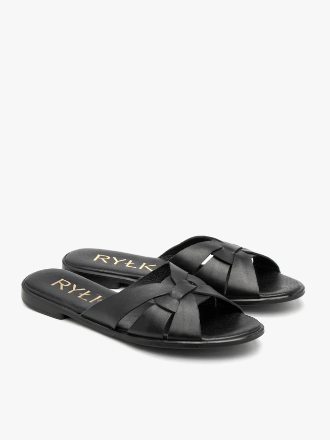 Schwarze flache Damen-Flip-Flops