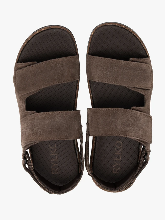 Grau-braune Herren-Klettverschluss-Sandalen