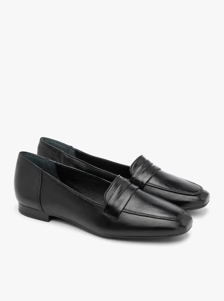 Schwarze Damenmokassins mit flacher Sohle