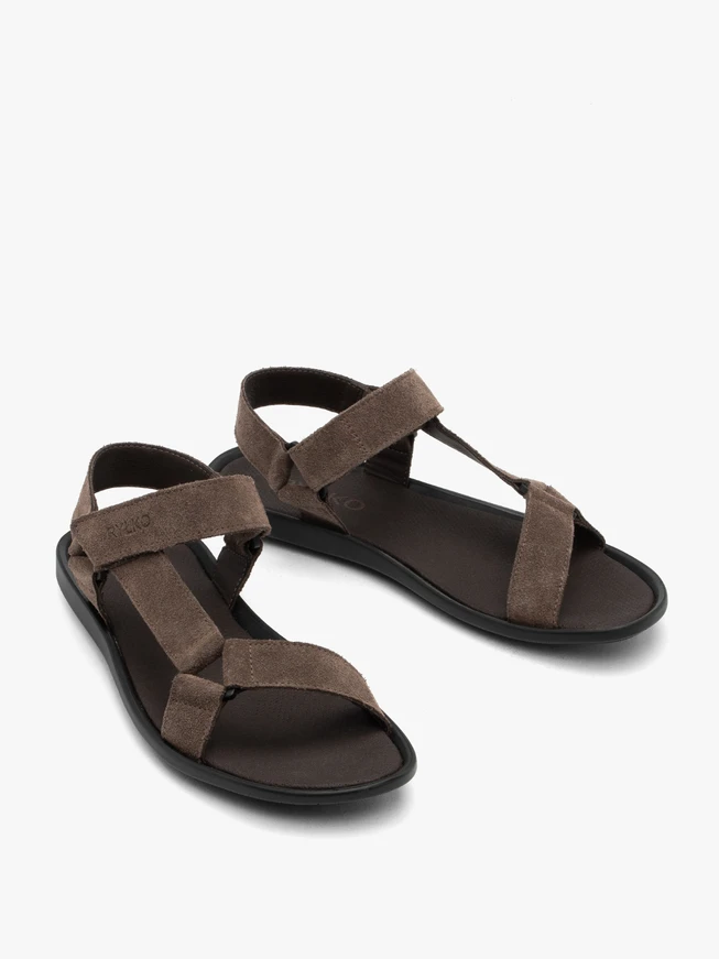 Grau-braune Herren-Klettverschluss-Sandalen