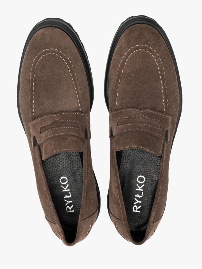 Velvet chunky-sole loafers