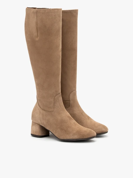 Niedrige Keilstiefel aus Velours für Frauen