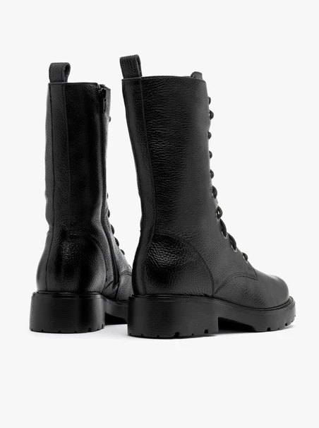Black high lace-up boots for women