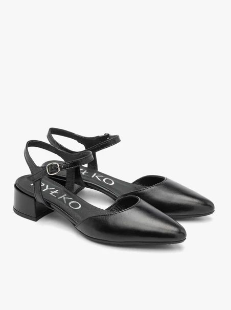 Black slingback pumps