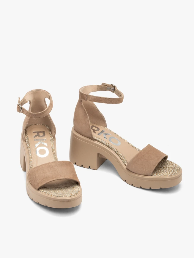 Beige suede women’s sandals