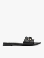 Schwarze Leder-Flip-Flops mit Kette