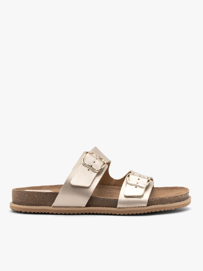 Flache Damen-Flip-Flops in Platin