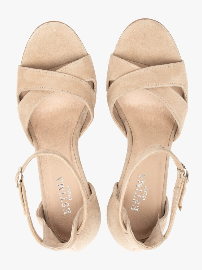 Beige high stiletto sandals