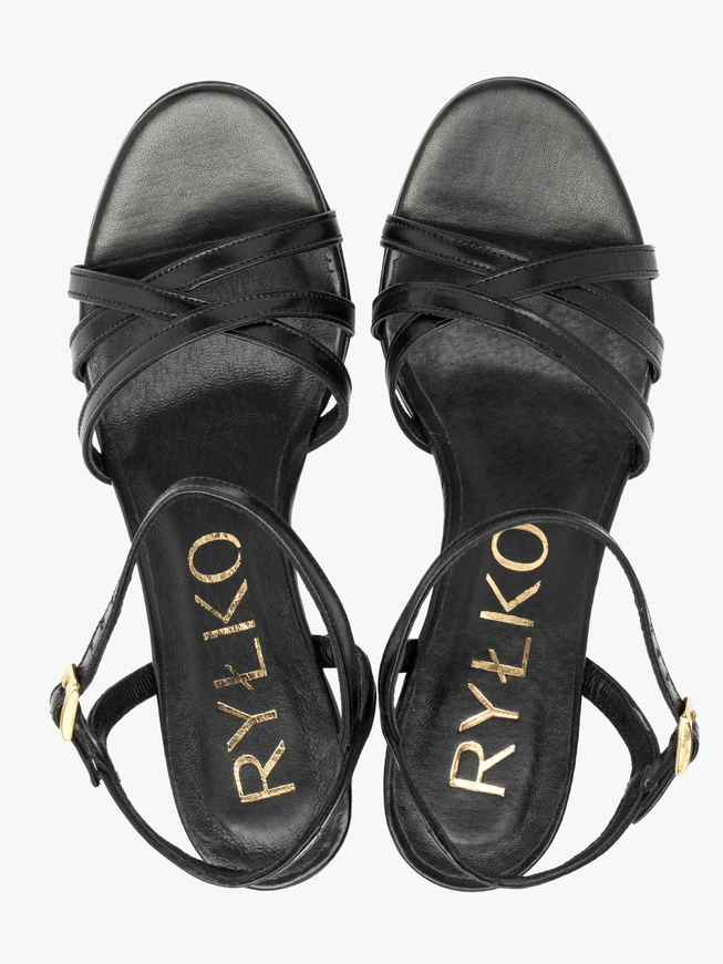 Schwarze Damen Riemchensandalen
