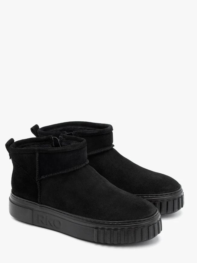 Schwarze Velours-Schneestiefel mit leichtem Boden