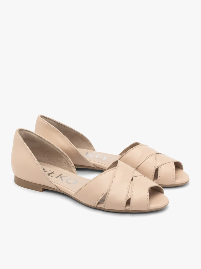 Beigefarbene Peep-Toe-Sandalen