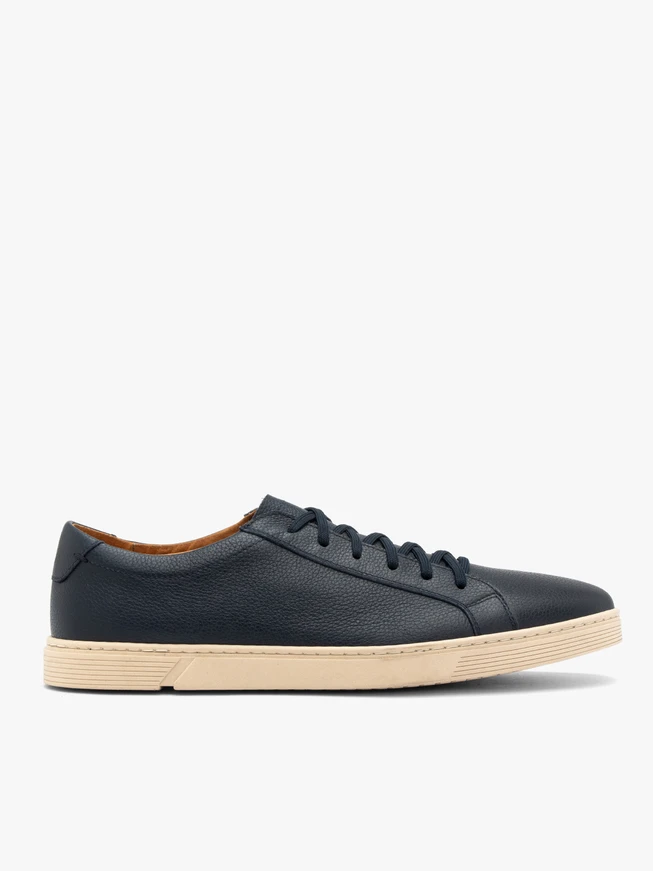 Marineblaue Leder-Turnschuhe für Männer