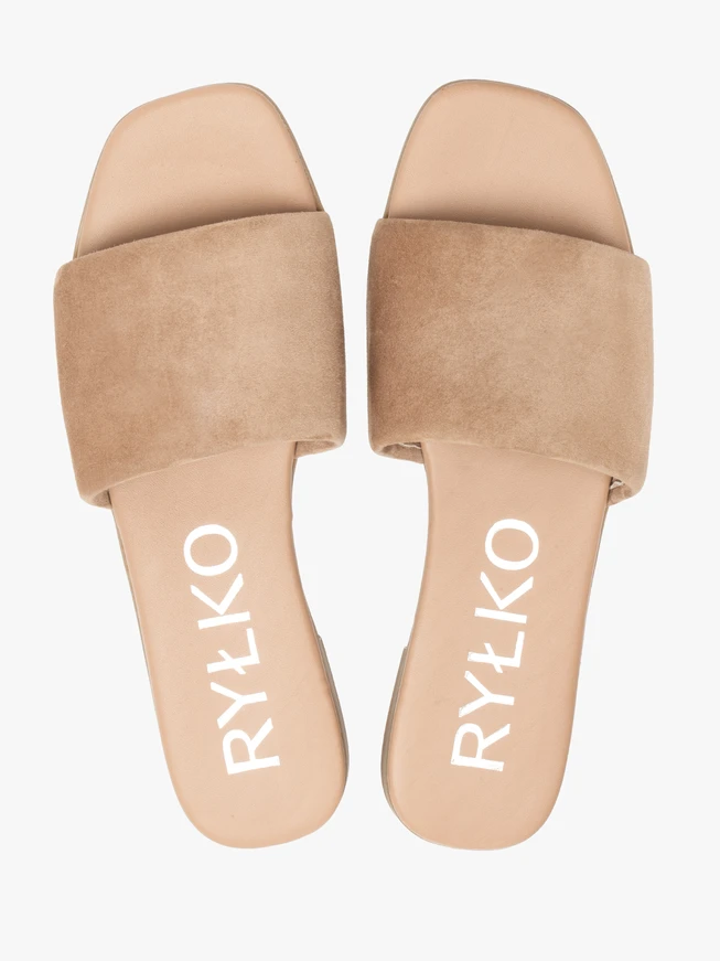 Dunkelbeige flache Flip-Flops