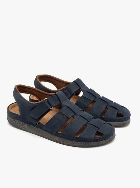 Marineblaue Herren-Sandalen mit Klettverschluss