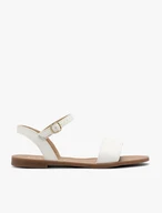 Weiße flache Damensandalen