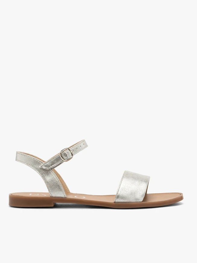 Flache Damen-Sandalen in Silber