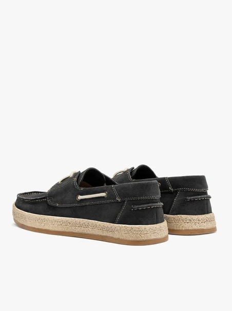 Dunkelgraue Velours-Herrenhalbschuhe mit Zierschnürung