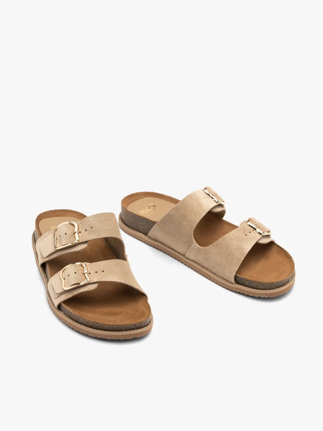 Flache Damen-Flip-Flops aus Sand