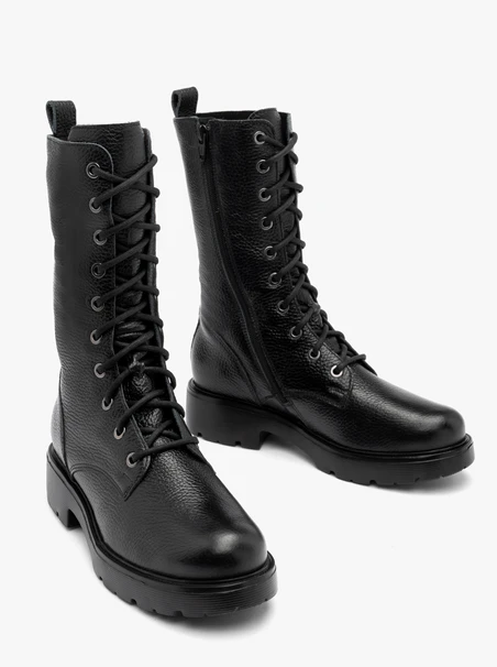 Black high lace-up boots for women