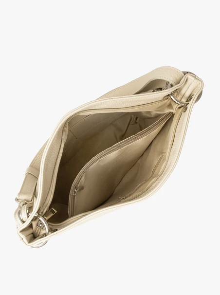 Cremefarbene Shopper-Tasche mit Haken- und Ösenverschluss