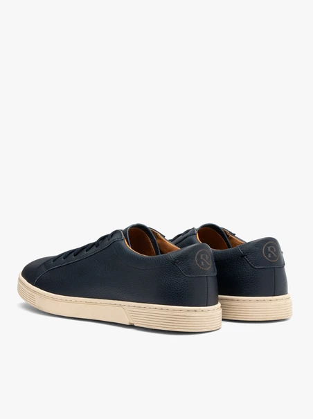 Marineblaue Leder-Turnschuhe für Männer