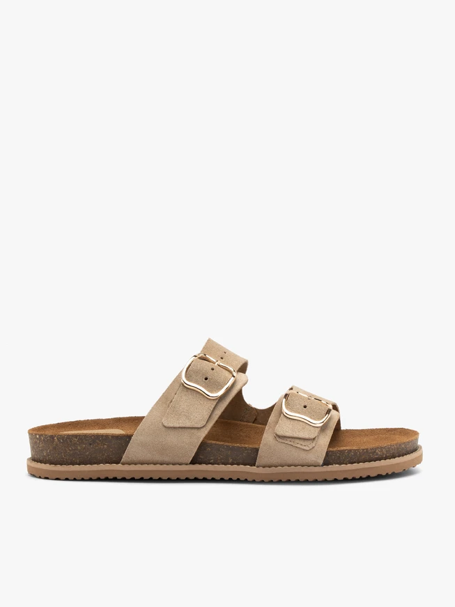 Flache Damen-Flip-Flops aus Sand