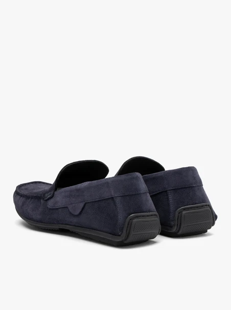 Marineblaue Mokassins für Herren mit Ziernähten