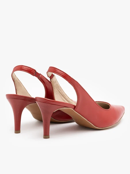 Rote Slingback-Pumps mit Stilettoabsatz