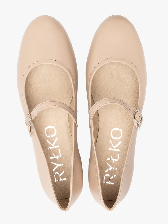 Beige women’s ballerinas with strap