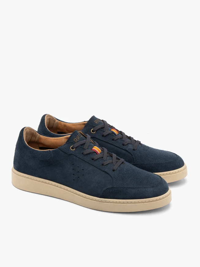 Marineblaue Herren-Sneaker aus Velours